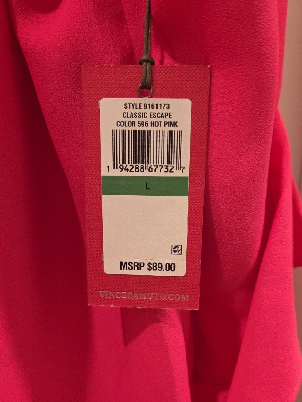 Vince Camuto Vibrant Pink V-Neck Ruffle Sleeve Blouse - Picture 2 of 4